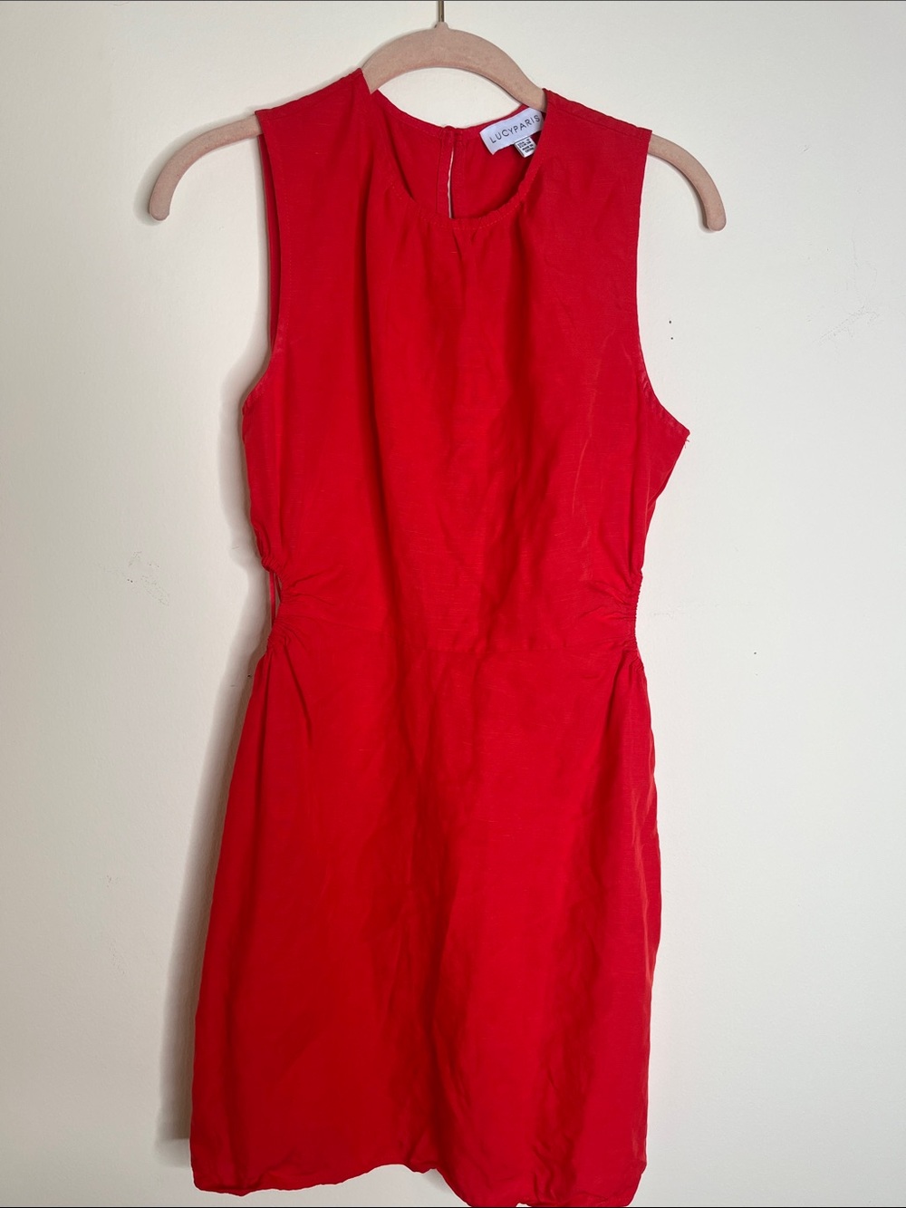 Lucy Paris Vibrant Red Sleeveless Dress With Side Cutouts